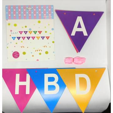 Happy Birthday Multi-Color Triangular Banner